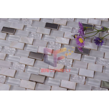 Natural Mother of Peral with Crystal and Stainless Steel Mosaic Tiles (CFP071)